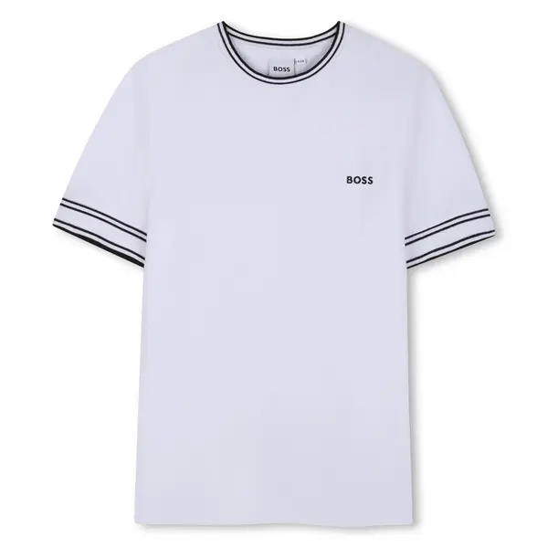 Striped Trims Short Sleeve Cotton T-shirt  