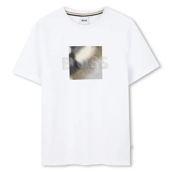 Crew Neck  Short Sleeve Cotton T-shirt with Graphic Print