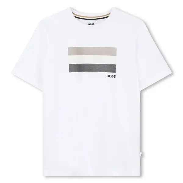 Striped Graphic Crew Neck Short Sleeve Cotton T-shirt  