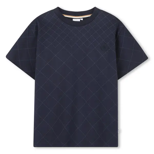 Diamond Pattern Short Sleeve Cotton T-shirt 