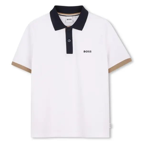 Kids Boys Button Fastening Logo Cotton Short Sleeve Polo  