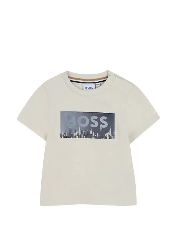 Crew Neck Box Logo Short Sleeve Cotton T-shirt 