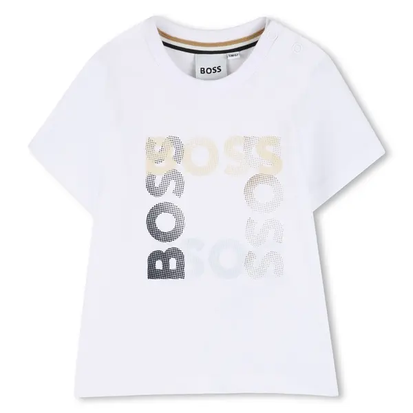 Halftone "Box" Logo Print Short Sleeve Cotton T-Shirt