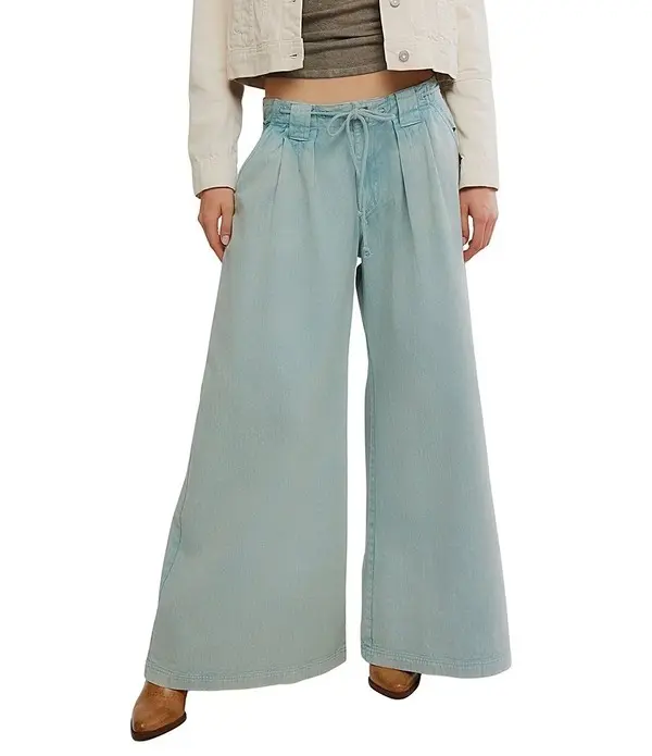 Low Rise Wide Leg Drawstring Chino Pants