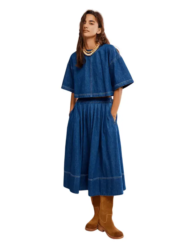 Denim Skirt & Top Set