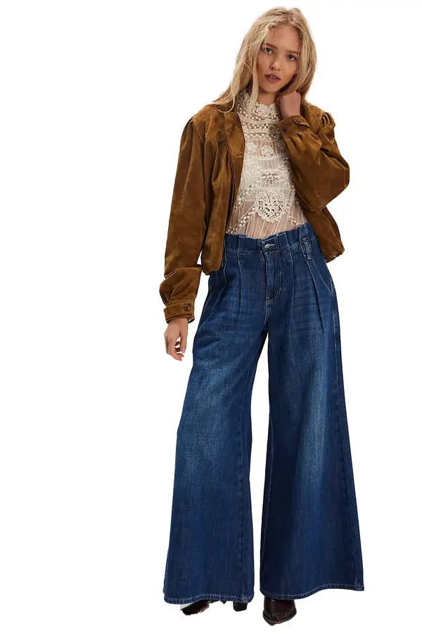 Bohemian Wide-Leg Denim Jeans