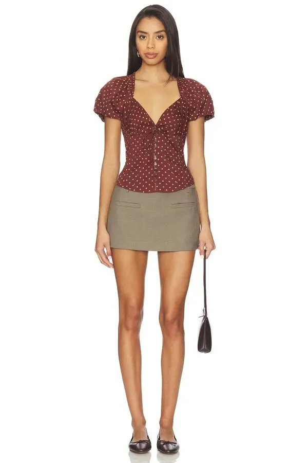 Printed Short Sleeve Blouse