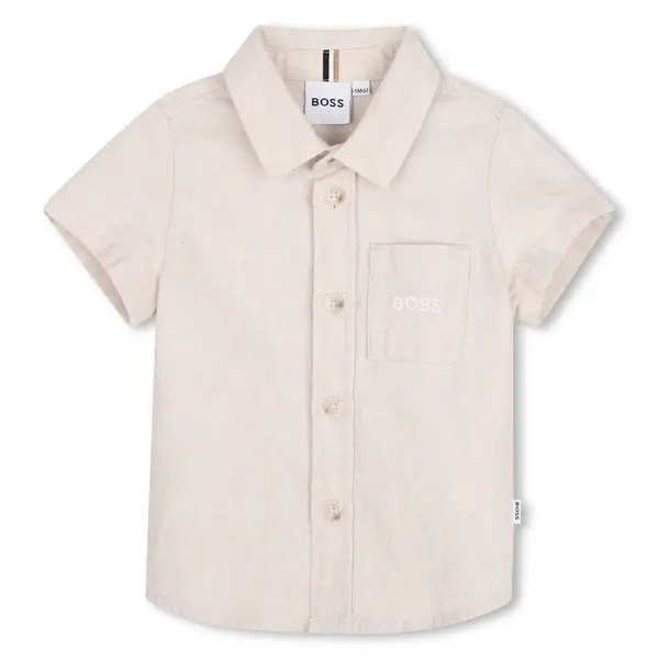 Chest Pocket Fabric Short Sleeve Shirt