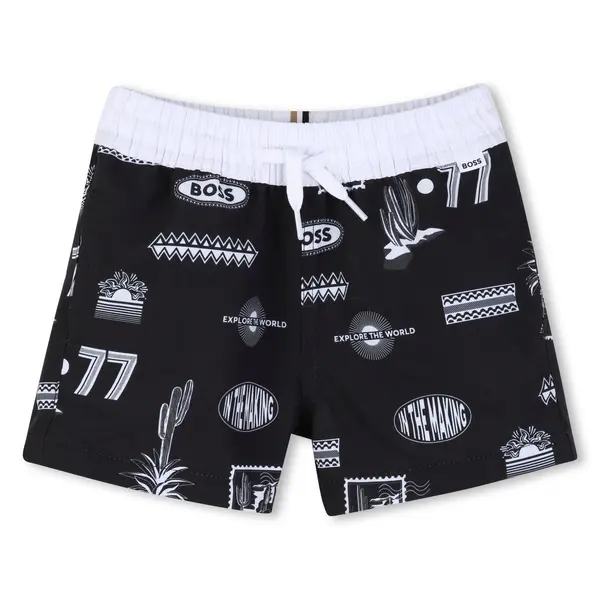 Black & White Graphic Swim Shorts