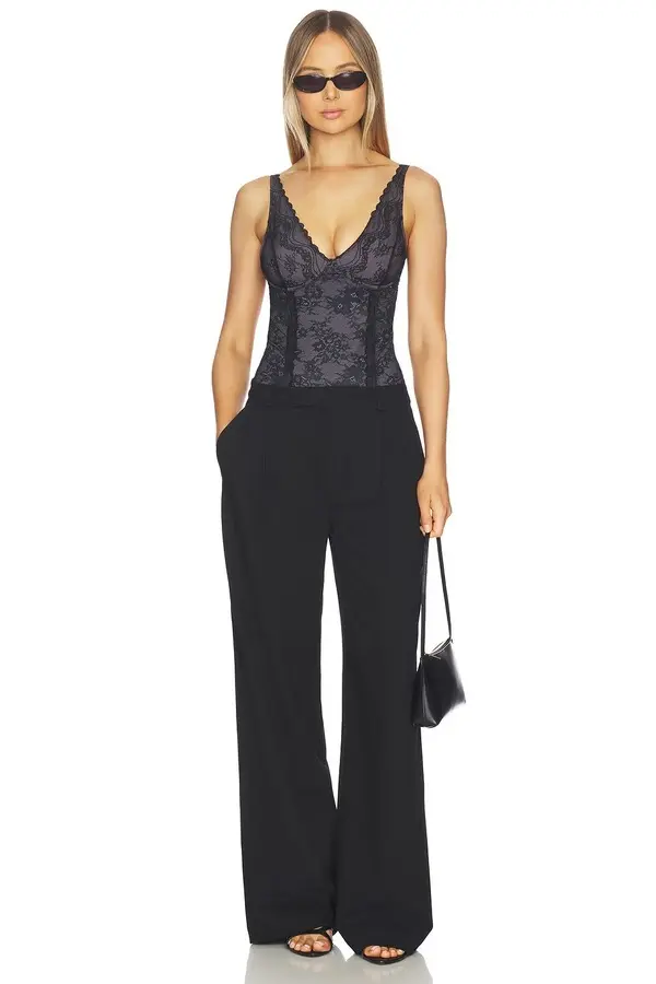 V-neck Floral Lace Bodysuit