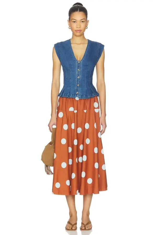 Denim V-neck Buttoned Vest Top