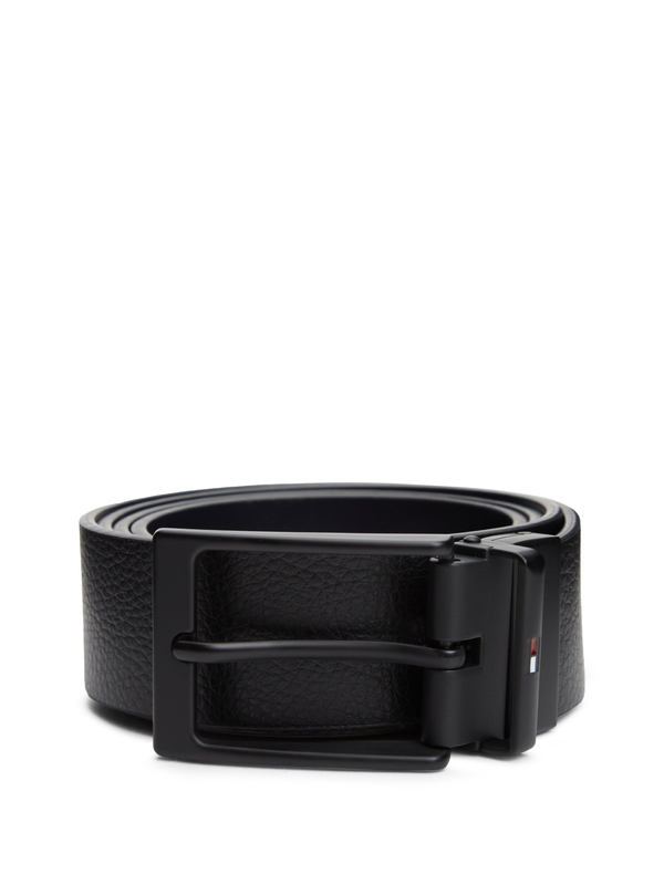 Rectangular Buckle Reversible Leather Belt Image