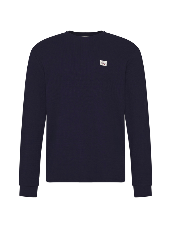 Long Sleeve Waffle Badge Crew Neck T-shirt