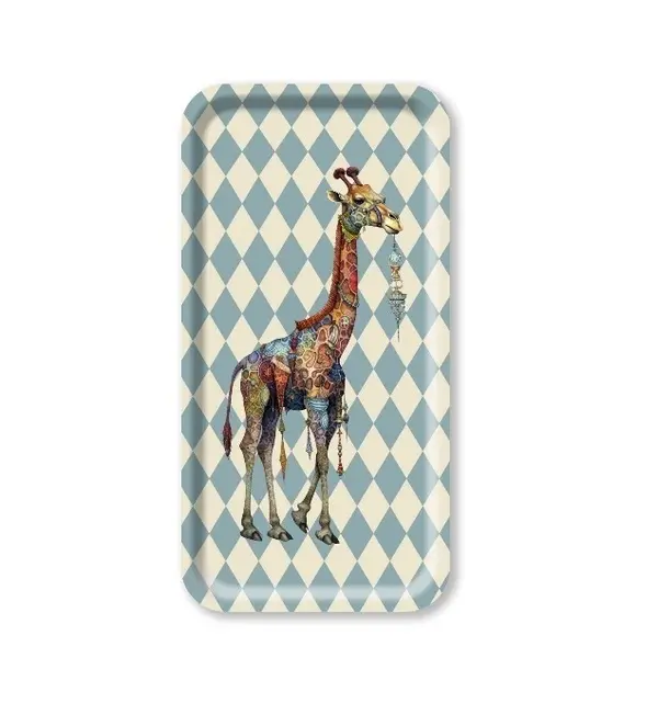 Rectangle Wood Tray - Circus - Giraffe Blue 43x22 cm