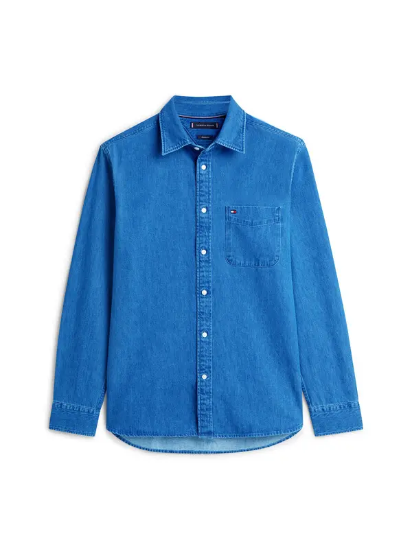 Regular Fit Flag Embroidery Denim Shirt