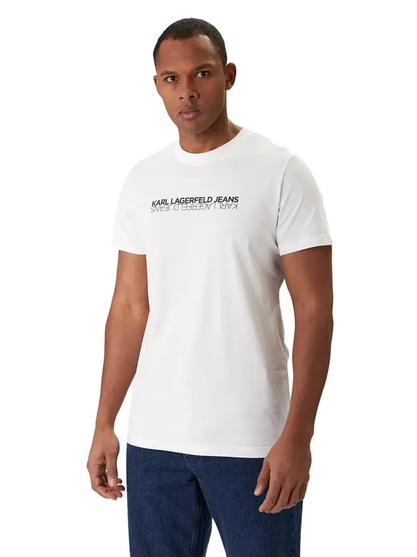 Cotton Short Sleeve T-shirt with Inverted Logo Print