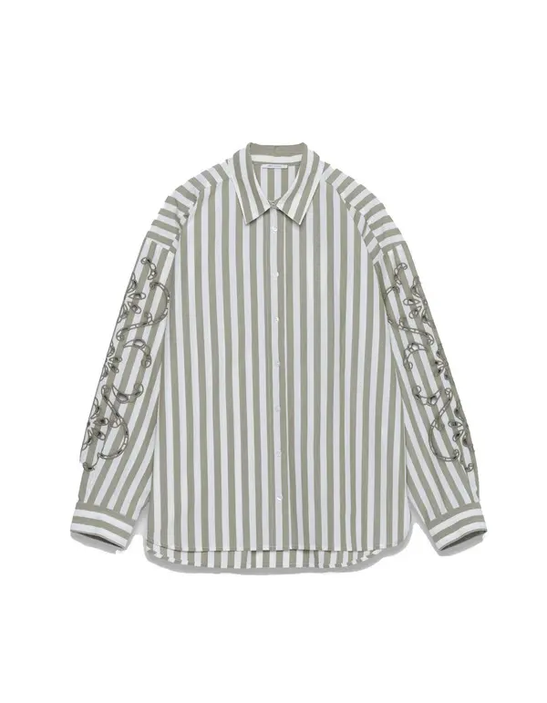 Stripes Openwork Embroidery Shirt