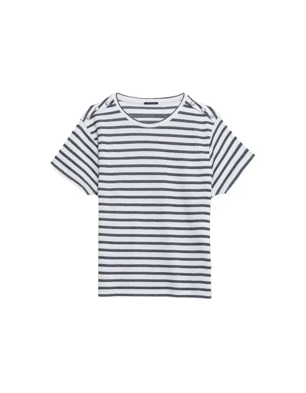Sequinned Sailor T-shirt With Shoulder Buttons