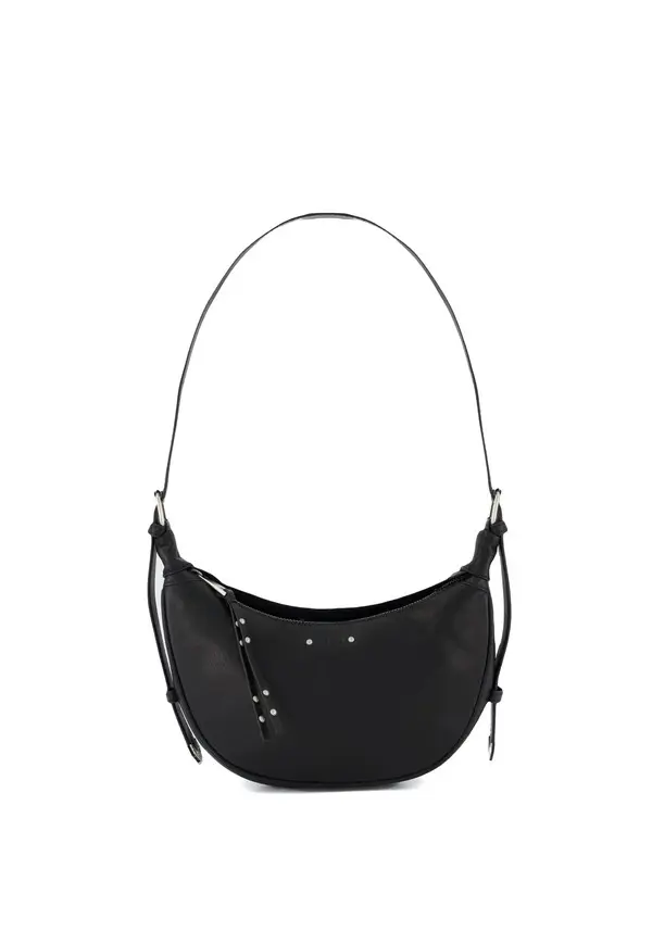 Grained Leather Allane Half-Moon Shoulder Bag