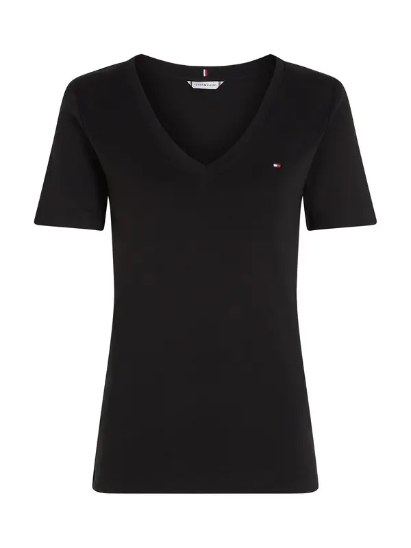 Ribbed Slim V-Neck T-Shirt