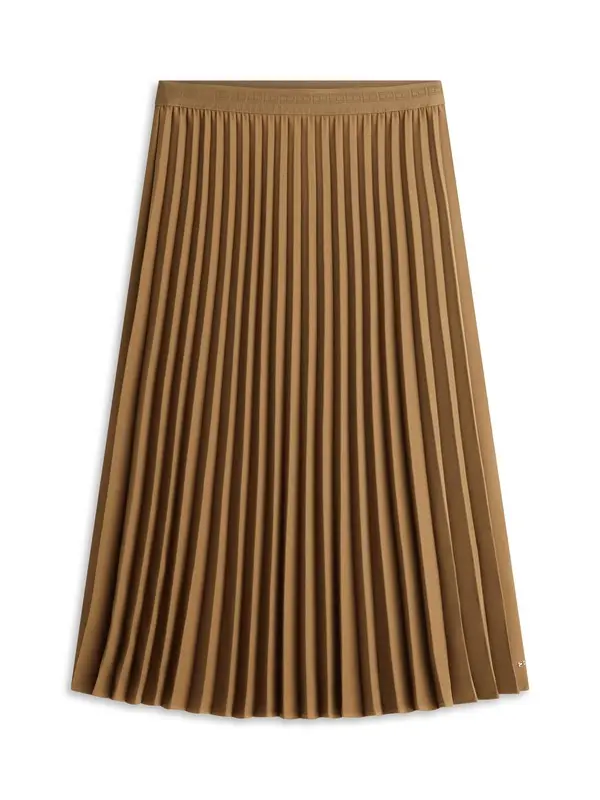 Pleated Twill Midi Skirt