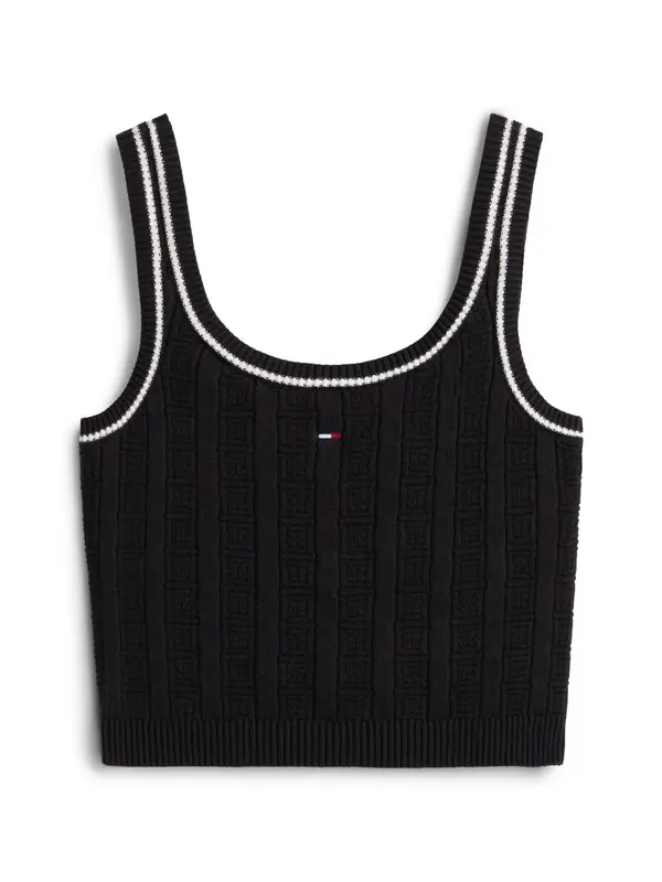 Flag Cable Knit Cropped Tank Top