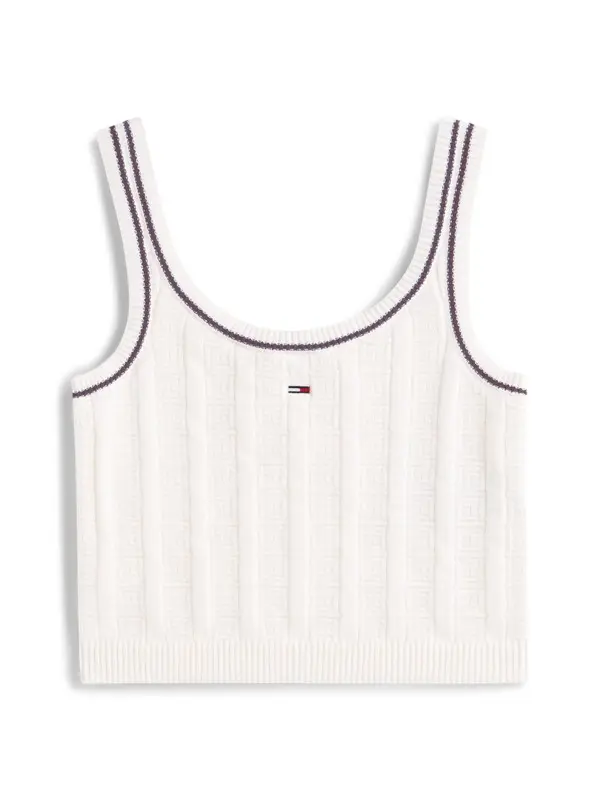 Flag Cable Knit Cropped Tank Top