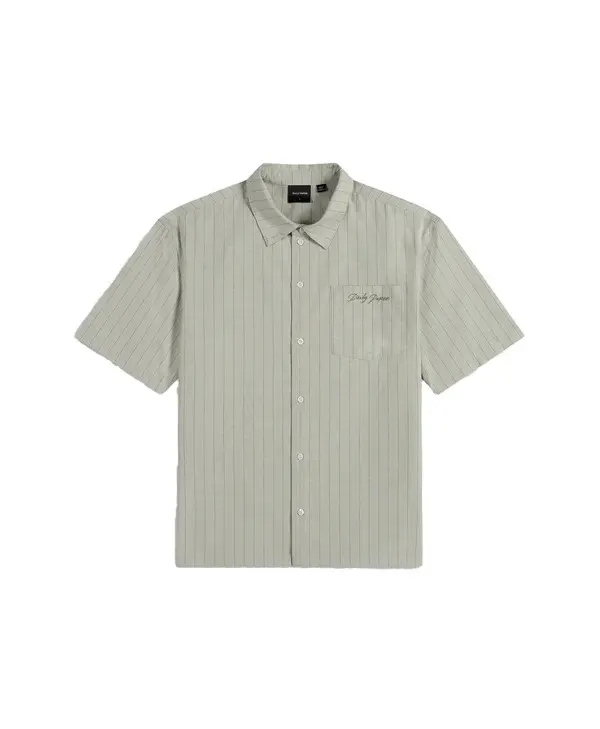 Green Stripe Script Short Sleeve Shirt