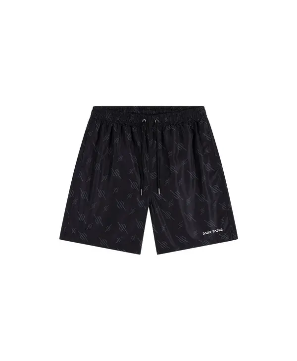 Black Irregular Monogram Swim Shorts