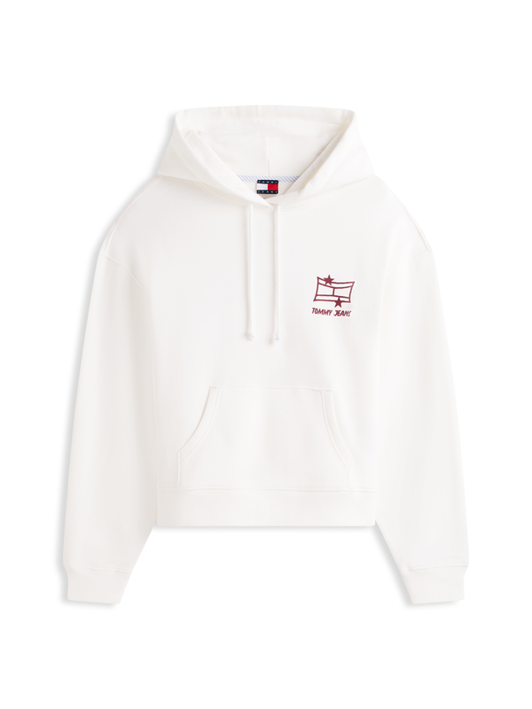 Realxed Fit Short Hoodie with Back Graphics Image