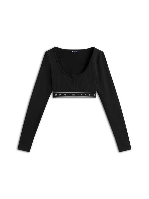 Long Sleeve Slim Crop Top Image