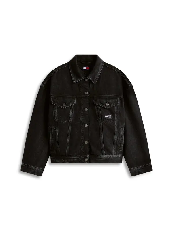 Back Logo Oversized Denim Trucker Jacket Image