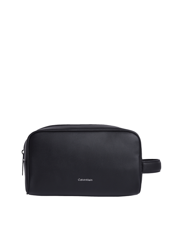 Textured Handle Strap Leather Washbag