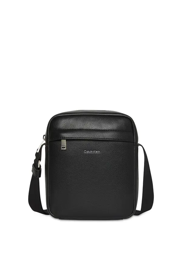 Pebbled Leather Messenger Crossbody Bag