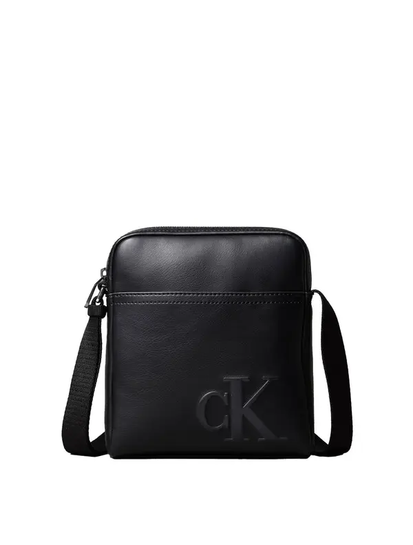Smooth Leather Crossbody Bag with Embossed Logo