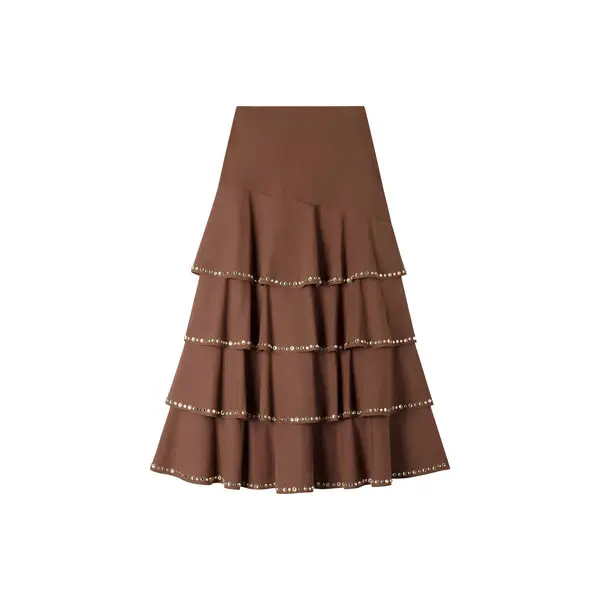 Long Ruffled Rhinestone Skirt
