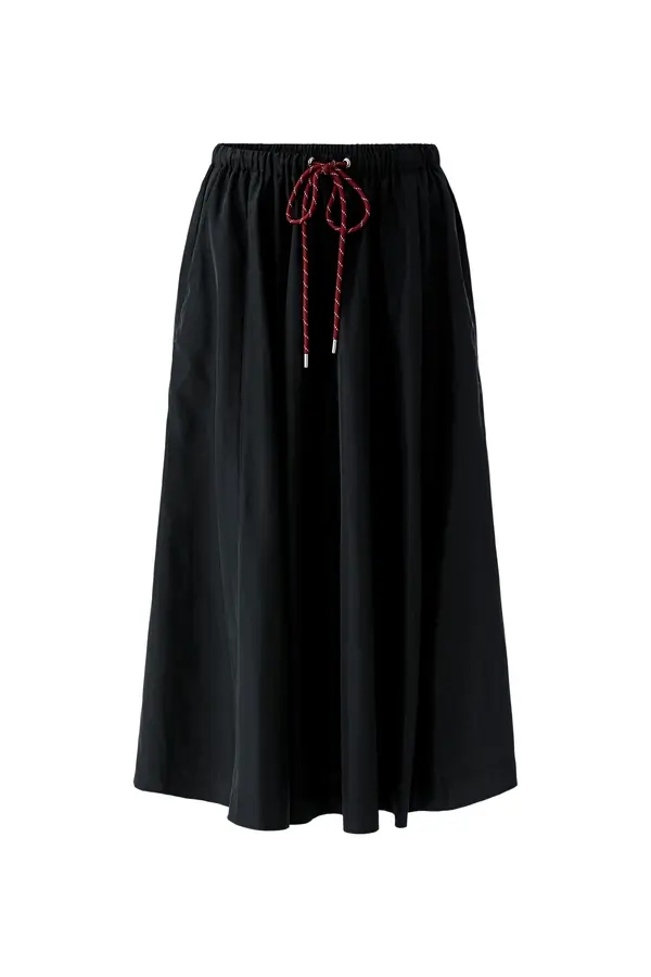 Elasticated Waistband Midi Taffeta Skirt