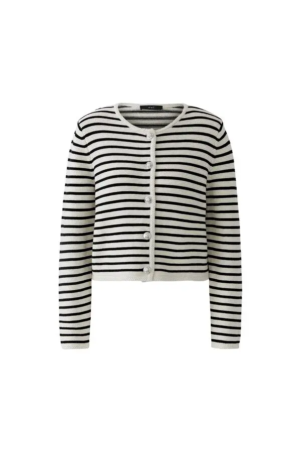 Striped Knit Long Sleeves Cardigan