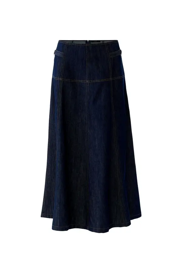 Tailored Cut A-line Denim Midi Skirt
