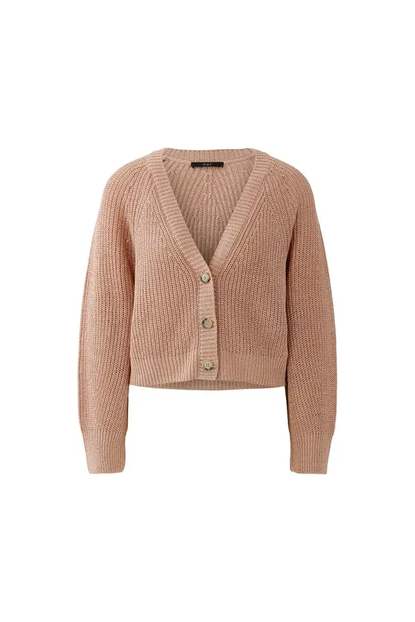 Deep V-neck Mix Knitted Long Sleeve Cardigan
