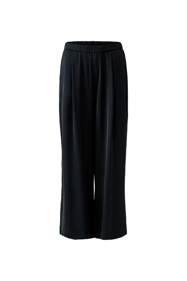 Wide-Leg Pleated Pants With Elastic Waistband