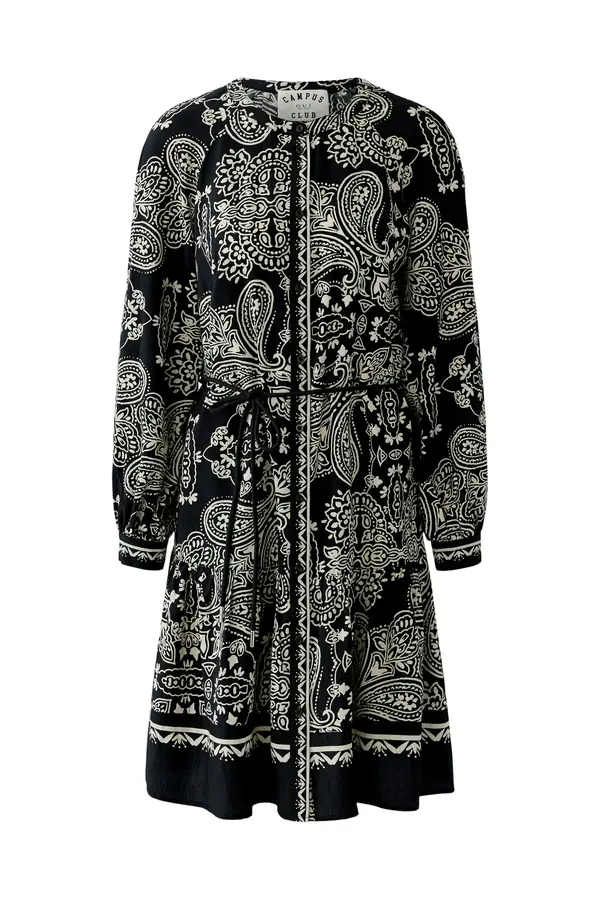 Paisley Printed Viscose Long Sleeve Dress