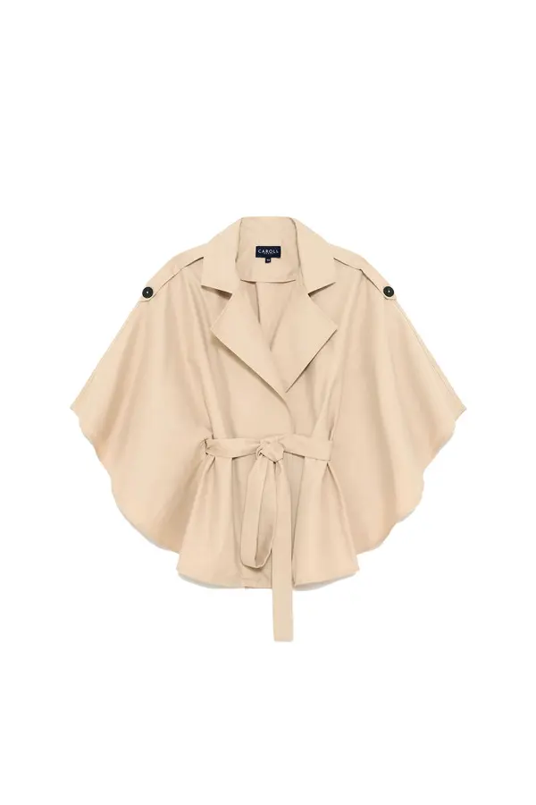 Belted Wide Sleeves Short Poncho