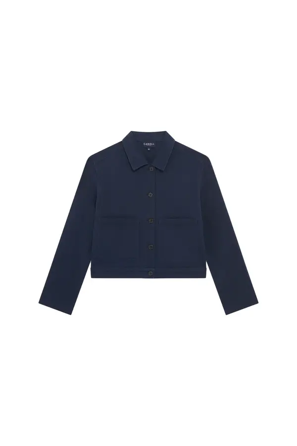 Cropped Workwear Jacket with Patch Pockets