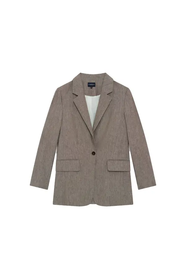 Single-Breasted Linen-Blend Blazer