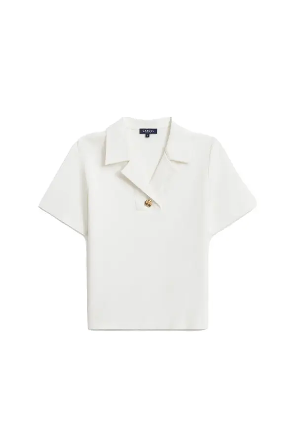 Short Sleeve Polo with Gold Button Detail