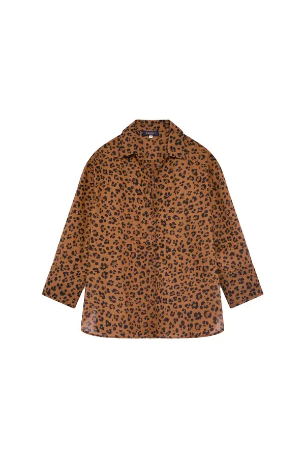 Relaxed Fit Cheetah Printed Long Sleeve Shirt