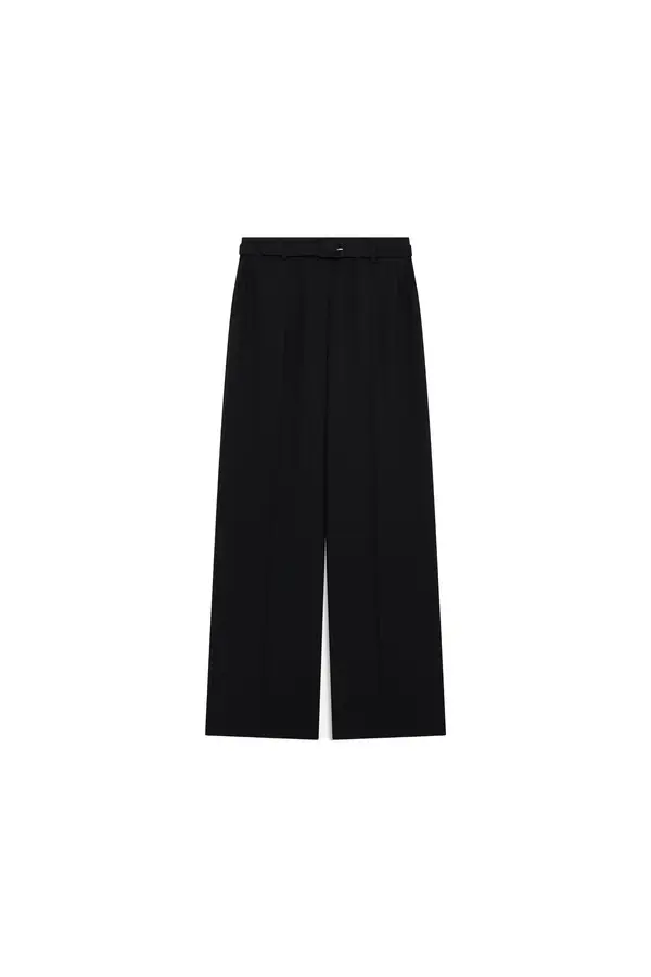 High-Waisted Wide-Leg Belted Trousers