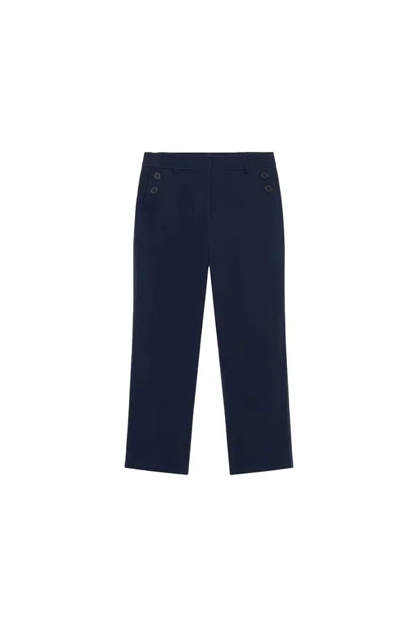 Straight-Leg Pants with Button Detail