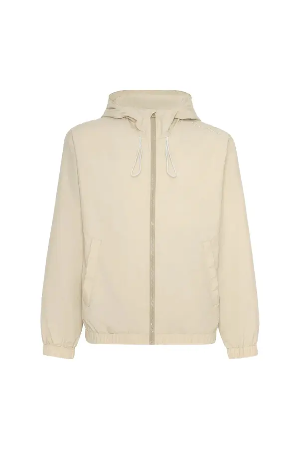 Long Sleeve Nylon Windbreaker With Ribbed Finishes